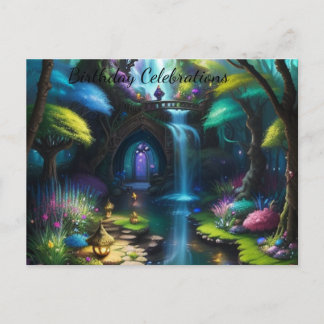 Invitation Carte Postale Jardin de fées magique et enchanteur pour annivers