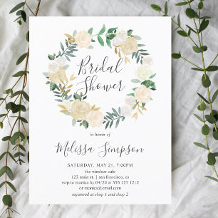 Invitation Carte Postale Jardin Verdure Fleurs Blanches Baby Shower Mariage