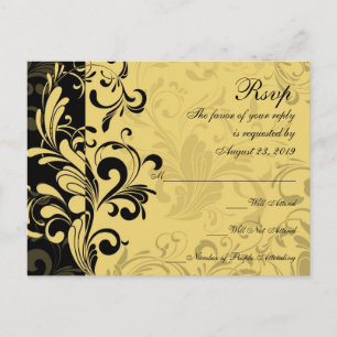 Invitation Carte Postale Jaune et noir Contemporary Swil Réponse RSVP