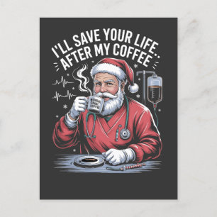 Invitation Carte Postale Je sauverai ta vie après mon café de Noël