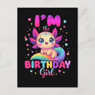 Invitation Carte Postale Je suis l'Axolotl de la fille d'anniversaire