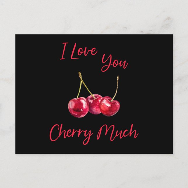 Invitation Carte Postale Je T'Aime Beaucoup Cherry (Devant)
