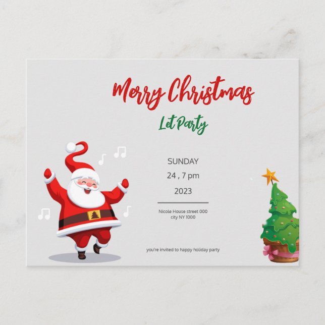 Invitation Carte Postale je vous souhaite un joyeux noël, fête de vacances (Devant)