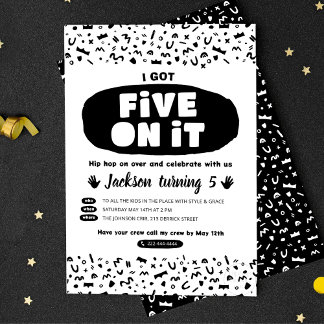 Invitation Carte Postale J'En Ai Cinq, 90 Hip hop Anniversaire Vielle École