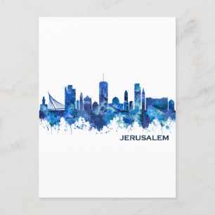 Invitation Carte Postale Jérusalem Israel Skyline Blue