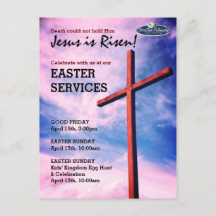 Invitation Carte Postale Jésus est ressuscité EASTER CHURCH SERVICES Custom