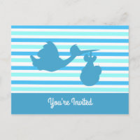 Joli Baby shower Bleu Striped Garçon avec Stork