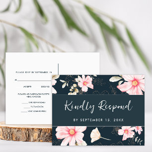 Invitation Carte Postale Joli Blush Floral Rsvp Script tendance Choix de re