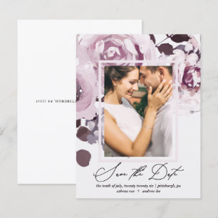 Invitation Carte Postale Joli bouquet de prune et cadre Enregistrer la date