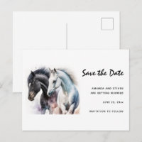 Joli cheval peint en aquarelle Enregistrer la date