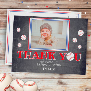 Invitation Carte Postale Joli Merci de baseball d'anniversaire