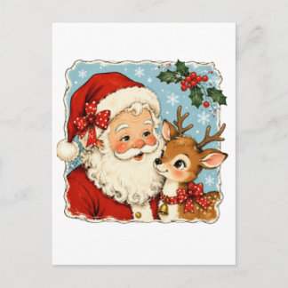 Invitation Carte Postale Joli Père Noël de Noël Renne