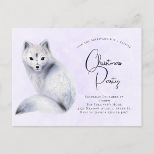 Invitation Carte Postale Joli renard nordique aux marques florales de Noël