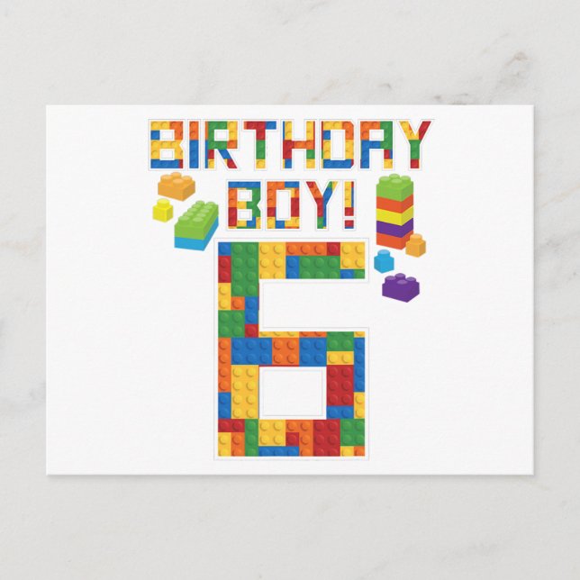 Invitation Carte Postale Jolie 6e anniversaire Cadeau 6 ans Bâtiment de l'é (Devant)