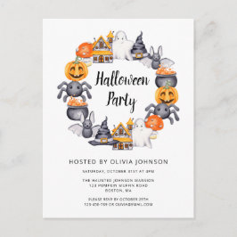 Invitation Carte Postale Jolie fête d'Halloween blanc mou