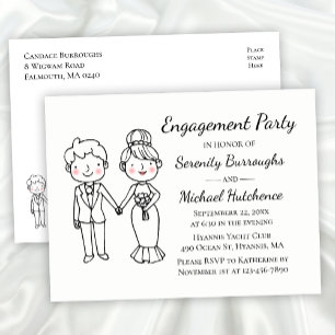 Invitation Carte Postale Jolie mariée en caricature Mariage de la salle d'e