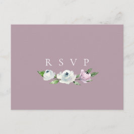 Invitation Carte Postale Jolie Mauve Floral Wedding RSVP Song Request