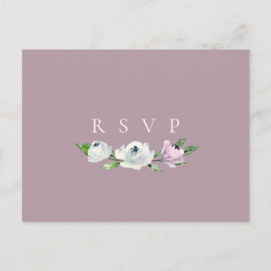Invitation Carte Postale Jolie Mauve Floral Wedding RSVP Song Request