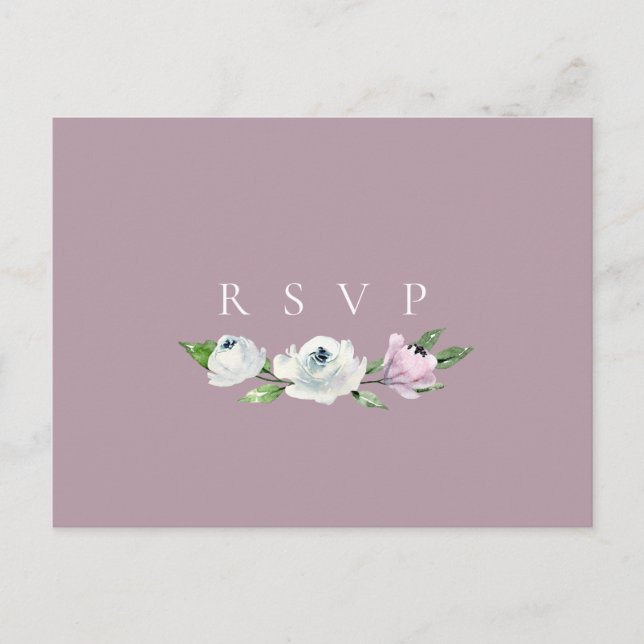 Invitation Carte Postale Jolie Mauve Floral Wedding RSVP Song Request (Devant)