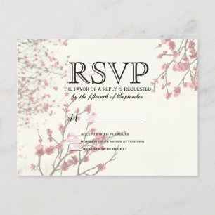 Invitation Carte Postale Jolies fleurs de cerisiers sur un blanc élégant