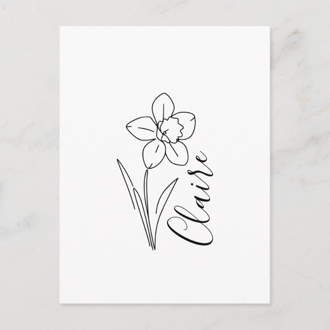 Invitation Carte Postale Jonquille de mars personnalisée Fleur de naissance (Devant)