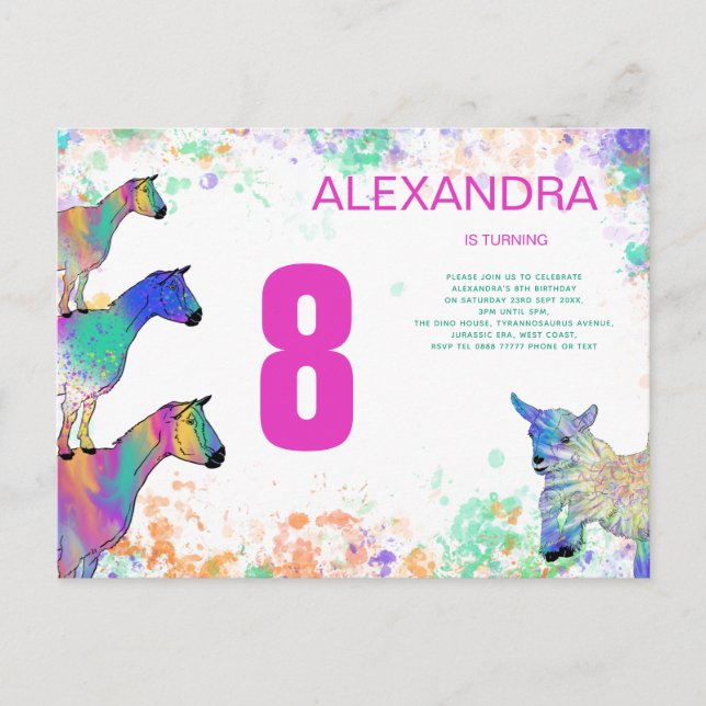 Invitation Carte Postale Jote Goat Girls 8e fête d'anniversaire (Devant)