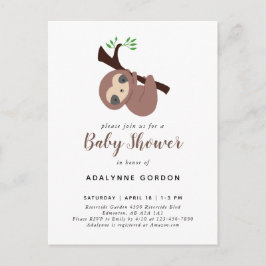 Invitation Carte Postale Jote Sloth Baby shower garçon adorable Animal Invi