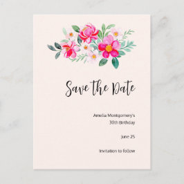 Invitation Carte Postale Jouer Joli Bouquet de Fleur Rose Enregistrer la da