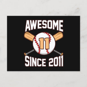 Invitation Carte Postale Joueur de baseball génial 11e anniversaire Amateur