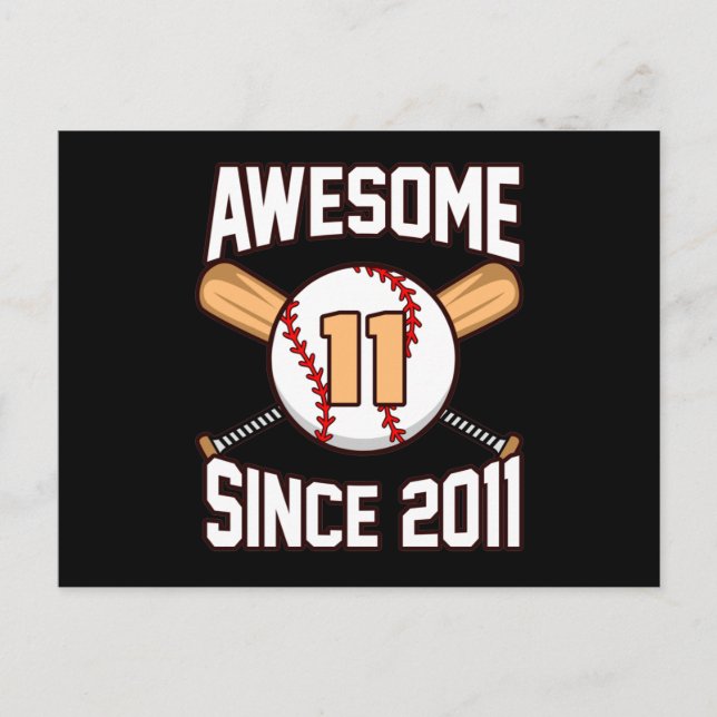 Invitation Carte Postale Joueur de baseball génial 11e anniversaire amateur (Devant)