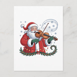 Invitation Carte Postale Joueur de violon Santa violoniste Musique de Noël