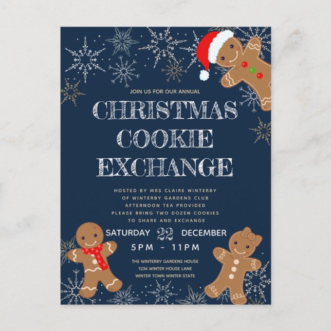 Invitation Carte Postale Jour férié de la fête de l'échange de cookies (Devant)