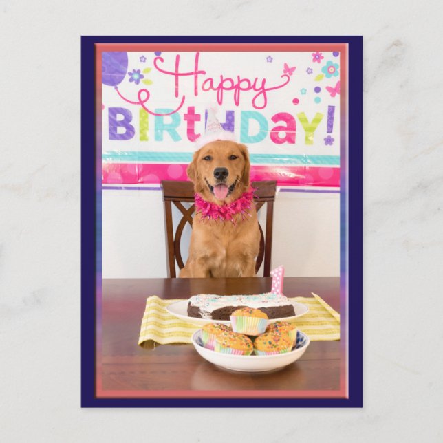 Invitation Carte Postale Joyeuse fête du chien d'anniversaire avec mon Dawg (Devant)