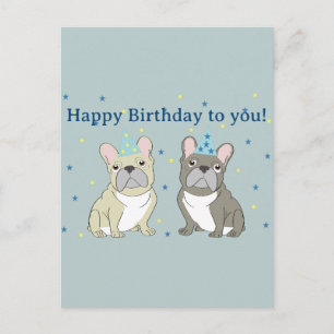 Invitation Carte Postale Joyeux anniversaire Français, bouledogue