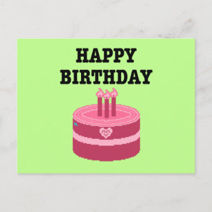 Invitation Carte Postale Joyeux Anniversaire Huit Bits en Pixel Art
