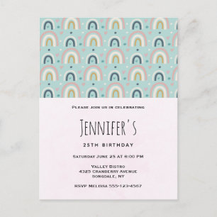 Invitation Carte Postale Joyeux Anniversaire Motif Arc-en-ciel Fantaisiste