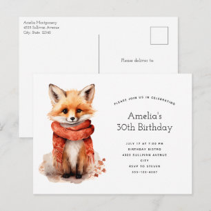 Invitation Carte Postale Joyeux Anniversaire Renardeau Mignon dans une Écha