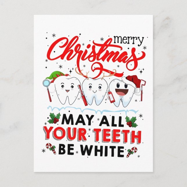Invitation Carte Postale Joyeux Noël Que toutes vos dents soient blanches (Devant)