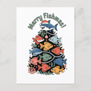 Invitation Carte Postale Joyeux Poissons de Noël Poisson Drôle Pêche