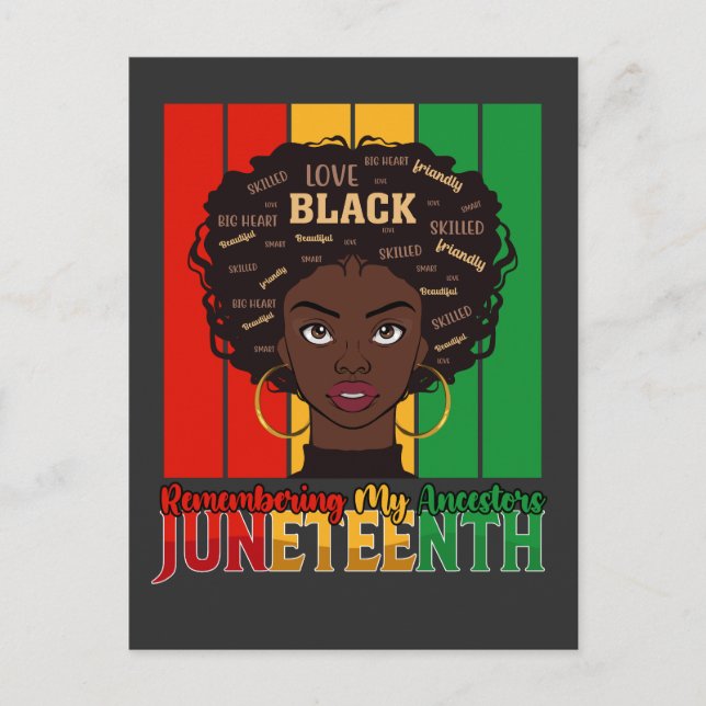 Invitation Carte Postale JunetDix en souvenir de mes ancêtres fille Melanin (Devant)