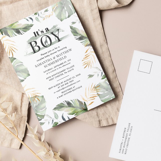 Invitation Carte Postale Jungle Safari Giraffe Couples Baby Boy Douche (Créateur téléchargé)