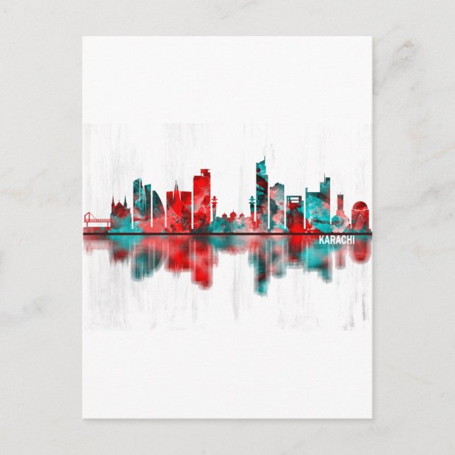 Invitation Carte Postale Karachi Skyline Pakistan (Devant)