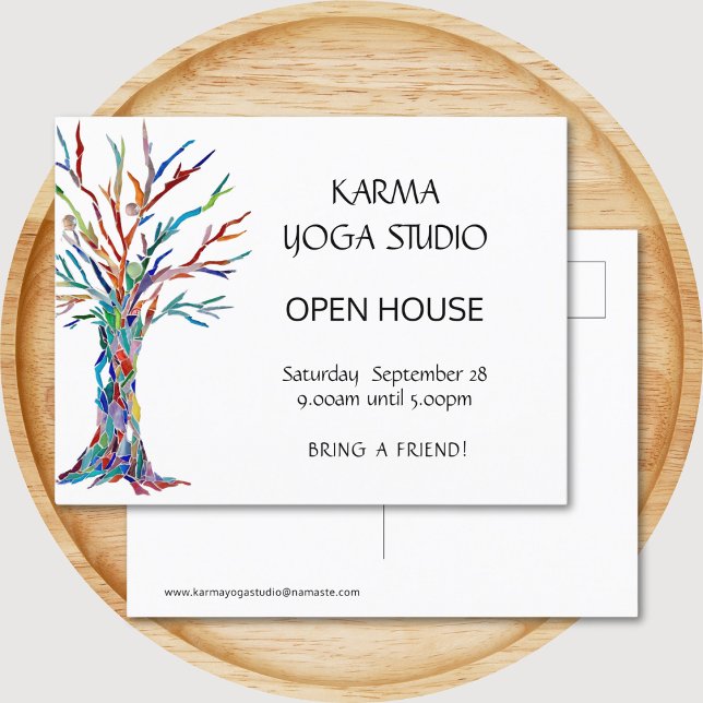 Invitation Carte Postale Karma Yoga Open House (Créateur téléchargé)