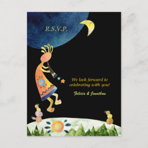 Invitation Carte Postale Kokopelli Musique Mariage Tribal RSVP