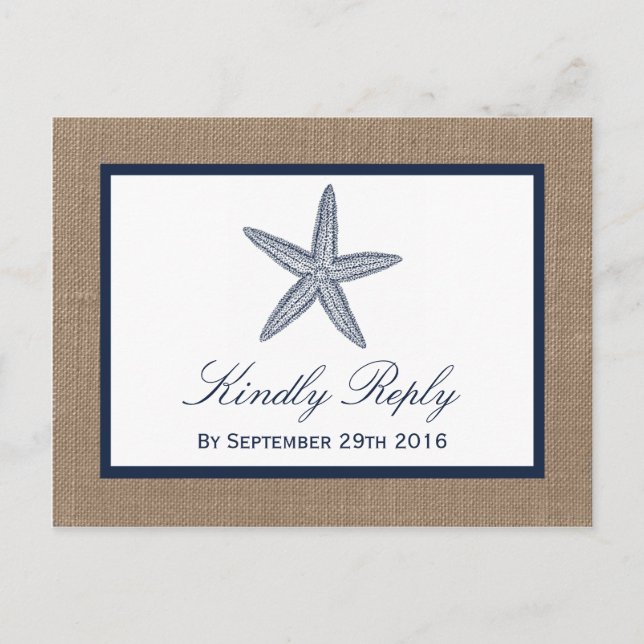 Invitation Carte Postale La collection de mariages de la marine Starfish Bu (Devant)