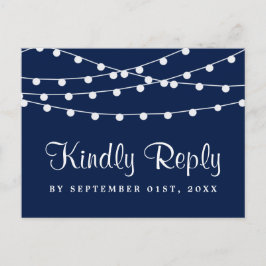 Invitation Carte Postale La Collection Mariage Bleu Marine Lights