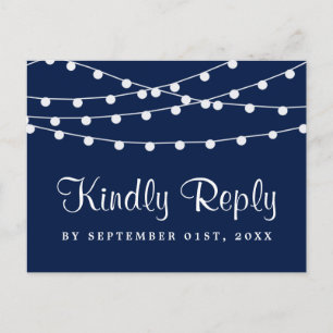 Invitation Carte Postale La Collection Mariage Bleu Marine Lights