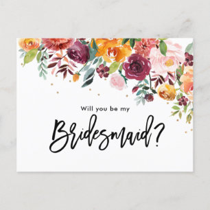 Invitation Carte Postale La florale du Blush de Bourgogne, tu seras ma serv