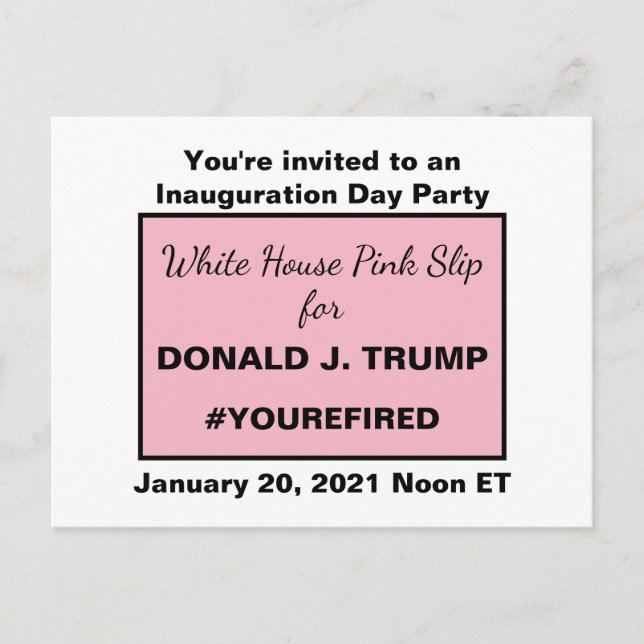 Invitation Carte Postale La Maison Blanche : un petit coup rose pour Trump, (Devant)
