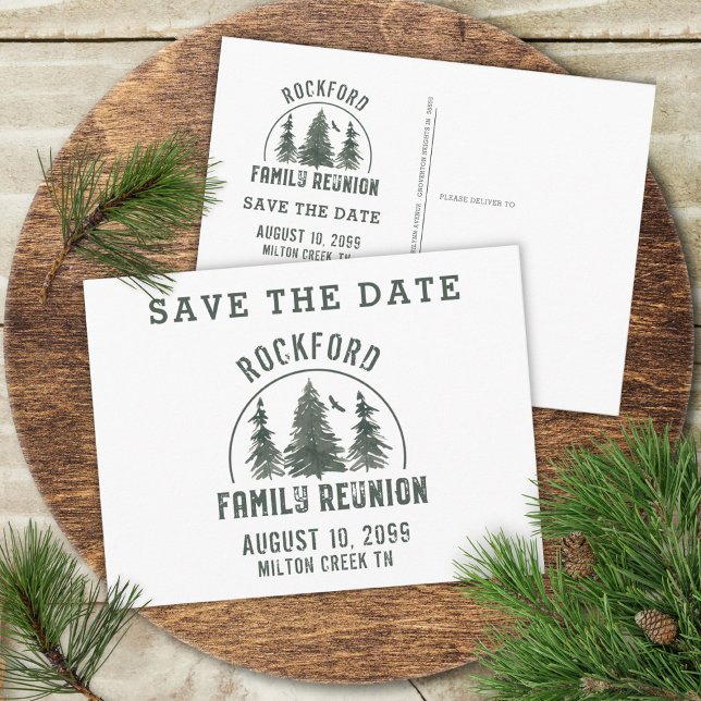 Invitation Carte Postale La Réunion Rustique Familiale SAUVER LA DATE Forêt (Créateur téléchargé)